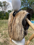 Vintage Fur Gilet Waistcoat with Leather Trim