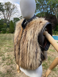 Vintage Fur Gilet Waistcoat with Leather Trim