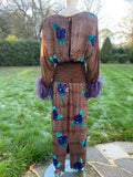 Vintage Purple and Brown Beatrice Di Borbone Long Evening Sequinned Dress