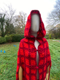 Vintage Red Riding Hood Hand Crocheted Cape