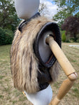 Vintage Fur Gilet Waistcoat with Leather Trim