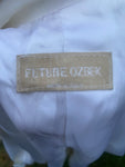 Vintage Future Ozbek White Jacket with Black Zig Zag Embroidery