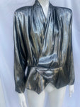 Vintage 1980s Anthracite Lame Blouse Size L XL