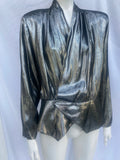 Vintage 1980s Anthracite Lame Blouse Size L XL