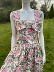 1950s Rose Garden Cotton Maxi Flared Dress