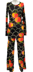 1970s Fabiani for Harrods thin jersey trouser suit with bold print.