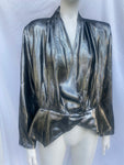 Vintage 1980s Anthracite Lame Blouse Size L XL