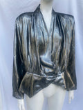 Vintage 1980s Anthracite Lame Blouse Size L XL