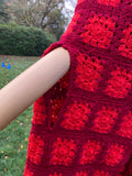 Vintage Red Riding Hood Hand Crocheted Cape