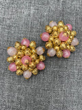 Vintage Pink & Gold Clip-On Earrings