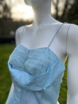 Vintage Baby Blue Maxi Tulle Dress with Crystals