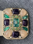 Vintage White Chanel Belt with Green Gripoix Buckle Year 2008