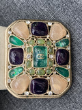 Vintage White Chanel Belt with Green Gripoix Buckle Year 2008