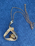 Vintage Brutalist Tiger Eye Signed TL Necklace