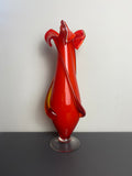 Vintage Murano Empoli Red Glass Vase