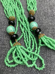 Art Deco Czech Peking Green Glass Beads Necklace (Copy)