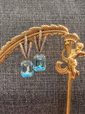 Vintage Art Deco Blue Swarovski Crystals Clip-on Earrings