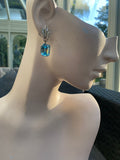 Vintage Art Deco Blue Swarovski Crystals Clip-on Earrings
