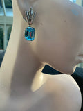 Vintage Art Deco Blue Swarovski Crystals Clip-on Earrings