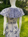 1970s Vintage Peacock Print Maxi Dress