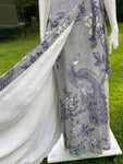 1970s Vintage Peacock Print Maxi Dress