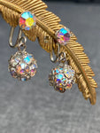Vintage Weiss Aurora Borealis Ball Clip-on Earrings