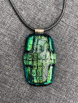 Dichroic Green Murano Glass Foiled Cross