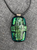 Dichroic Green Murano Glass Foiled Cross