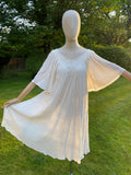 Vintage White Crinkle Cotton Dress Free Size
