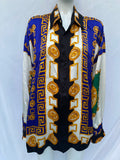Vintage Men’s silk shirt with Sun King / Medusa Head Print