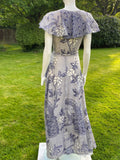 1970s Vintage Peacock Print Maxi Dress