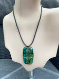 Dichroic Green Murano Glass Foiled Cross