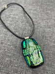 Dichroic Green Murano Glass Foiled Cross