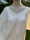 Vintage White Crinkle Cotton Dress Free Size