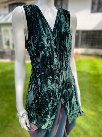 Green Crushed Velvet Waistcoat