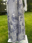 1970s Vintage Peacock Print Maxi Dress