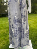 1970s Vintage Peacock Print Maxi Dress