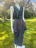 1990s Kenzo City Green Burgundy Iridicent Deconstructed Skirt
