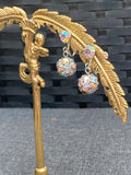 Vintage Weiss Aurora Borealis Ball Clip-on Earrings