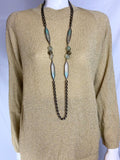Vintage Giorgio Armani Long Chain Necklace With Satin Spatter Glass Beads