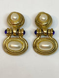 Vintage 1980s Dangling Pearl Clip-On Earrings