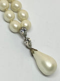 Vintage Faux Pearls Necklace With Large Baroque Pearl Droplet