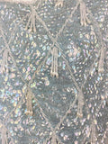 Vintage 1950s Hand Beaded Baby Blue Knit Top