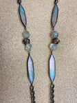 Vintage Giorgio Armani Long Chain Necklace With Satin Spatter Glass Beads