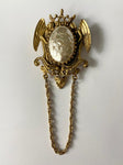 Large Vintage Baroque Pearl Brooch With Angels / Cherubs