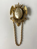 Large Vintage Baroque Pearl Brooch With Angels / Cherubs
