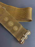 Vintage Gold Tone Metal Mesh Belt With Blue Glass Cabochons