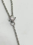 Vintage Y2K Grosse Rhodium Plated Necklace With Green Stone Glass Pendant