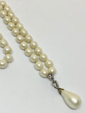 Vintage Faux Pearls Necklace With Large Baroque Pearl Droplet