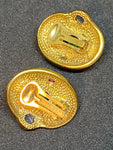 Vintage Green Cabochon Clip On Earrings